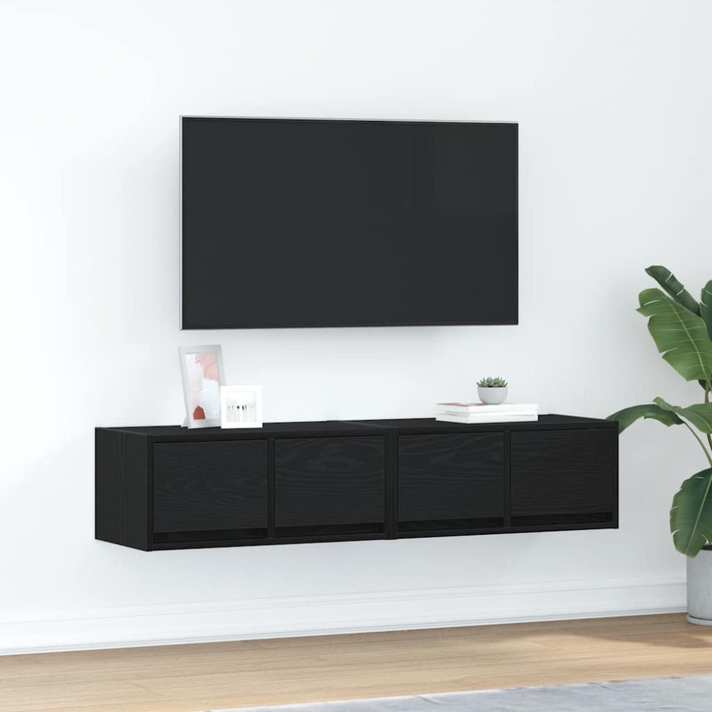 vidaXL TV-bänkar 2 st svart ek 60x31x25,5 cm konstruerat trä