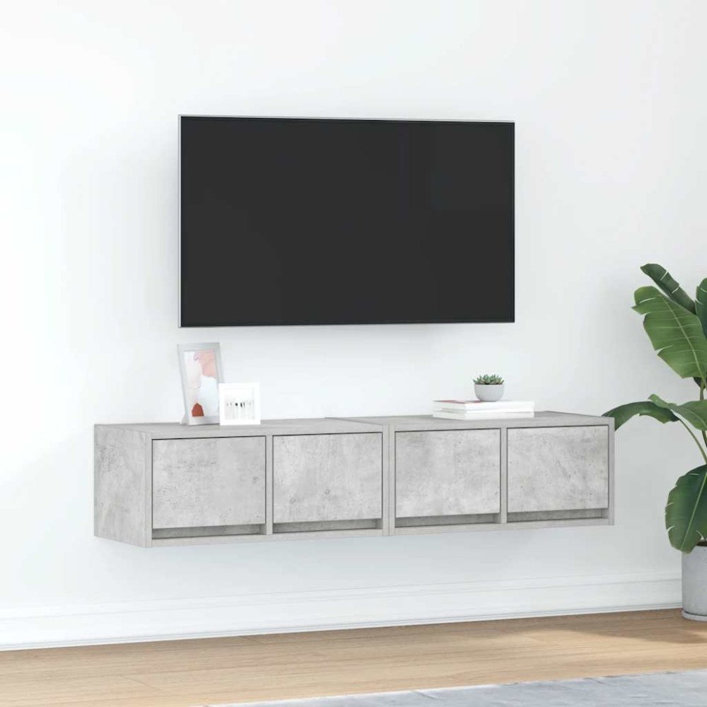 vidaXL TV-bänkar 2 st betonggrå 60x31x25,5 cm konstruerat trä