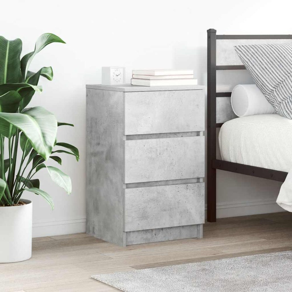 vidaXL Sängbord med 3 lådor betonggrå 39x35x65 cm