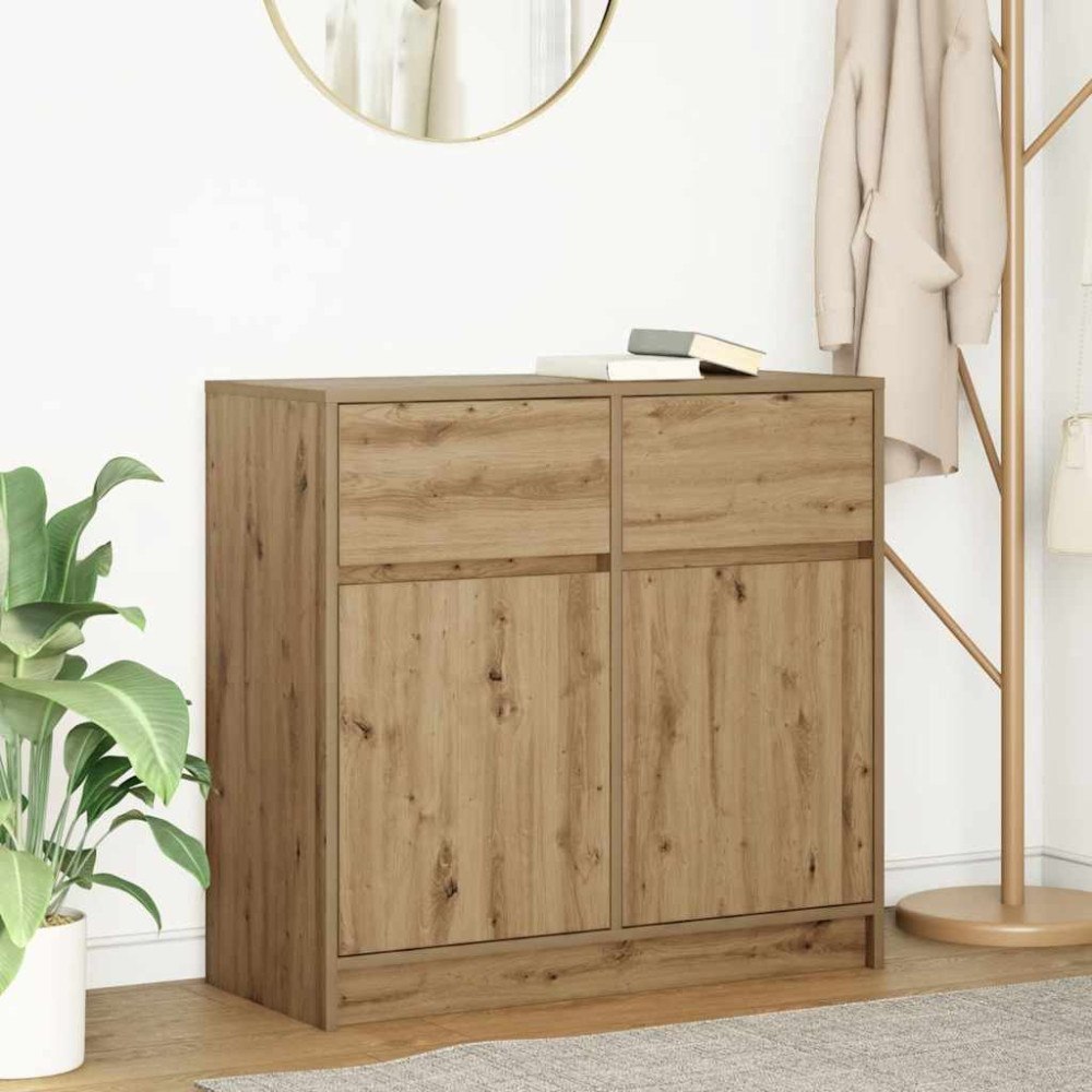 vidaXL Skänk med låda Artisan ek 80x34x76 cm konstruerat trä