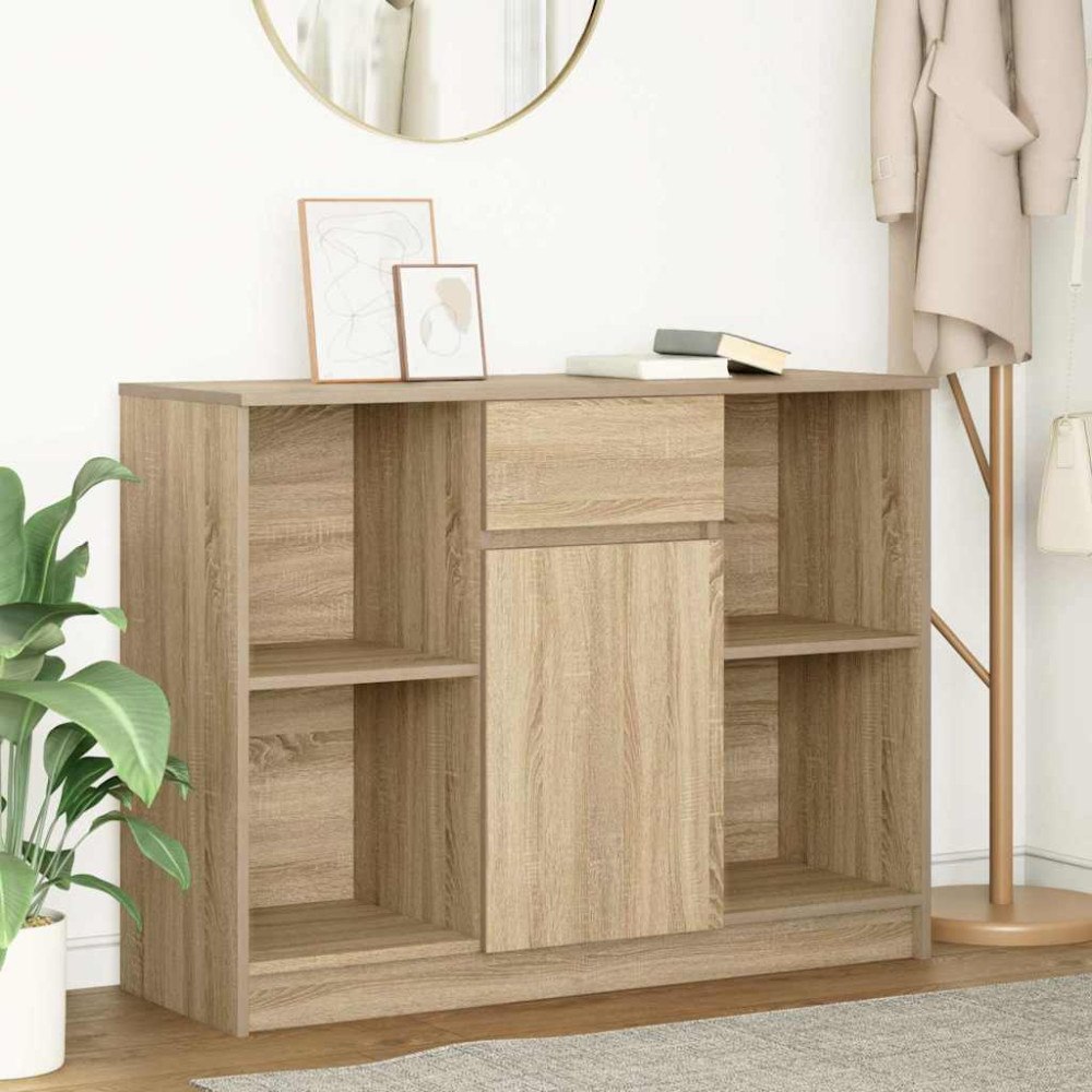 vidaXL Skänk med låda sonoma ek 101x35x76 cm konstruerat trä