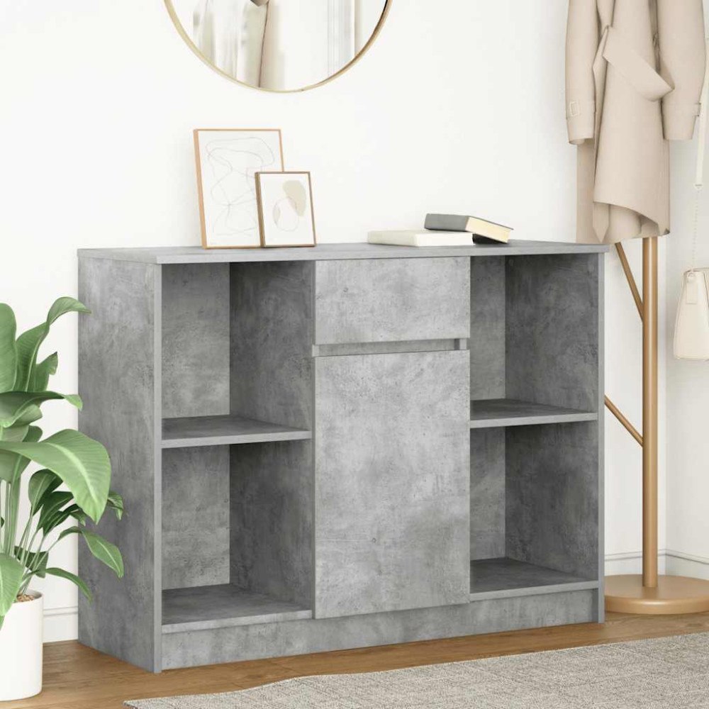 vidaXL Skänk med låda betonggrå 101x35x76 cm konstruerat trä