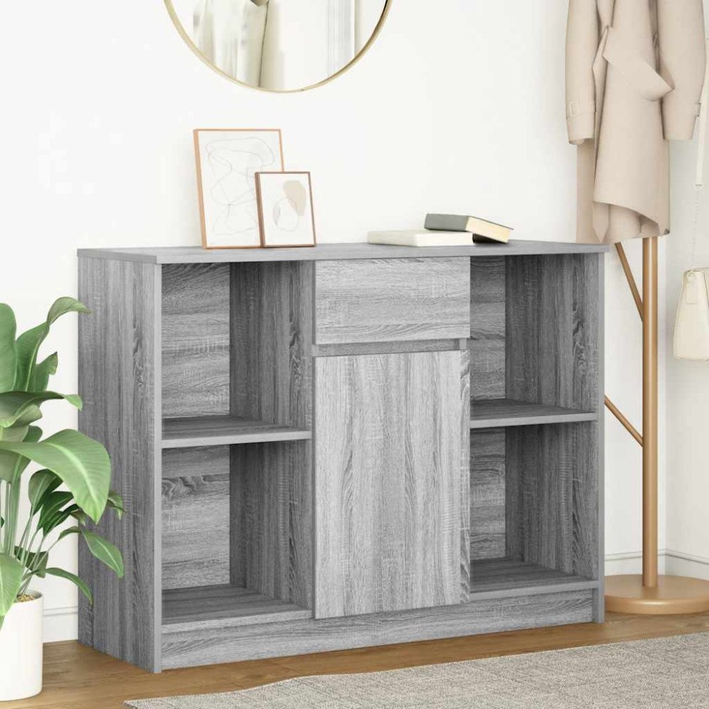 vidaXL Skänk med låda grå sonoma 101x35x76 cm konstruerat trä