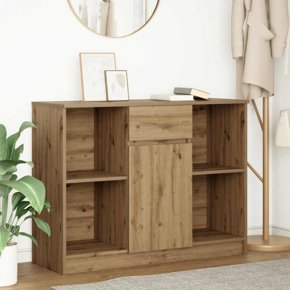vidaXL Skänk med låda hantverksmässig ek 101x35x76 cm konstruerat trä