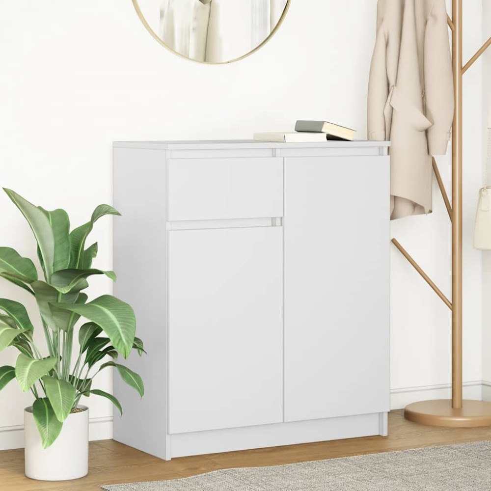 vidaXL Skänk med låda vit 71x35x84 cm konstruerat trä