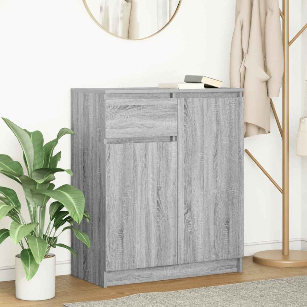 vidaXL Skänk med låda grå sonoma 71x35x84 cm konstruerat trä