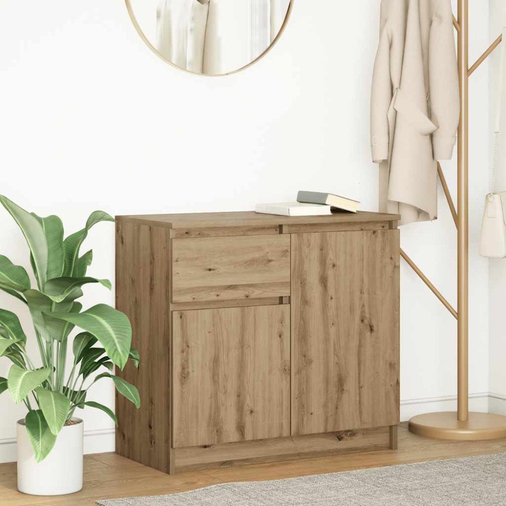 vidaXL Skänk med låda Artisan ek 71x35x65 cm konstruerat trä