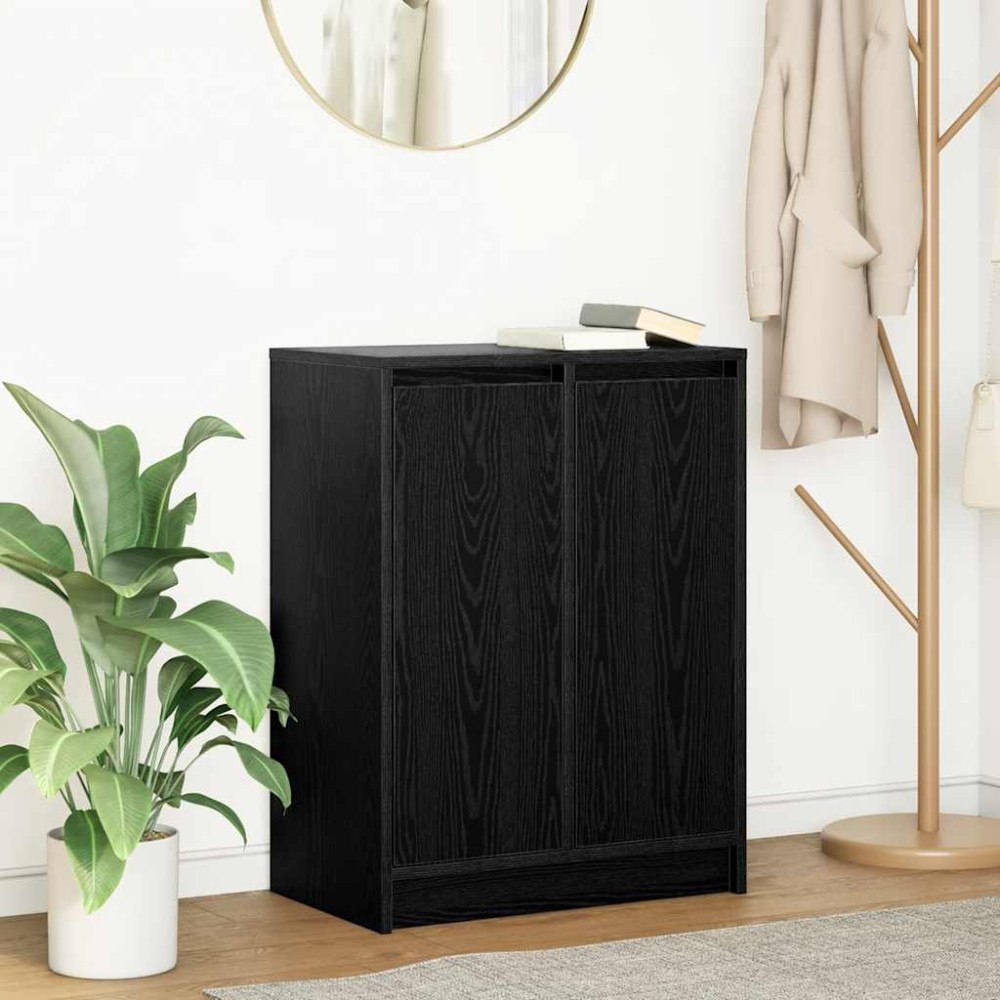 vidaXL Skänk svart ek 57x34x76 cm konstruerat trä