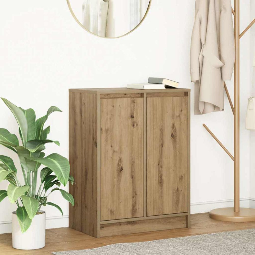 vidaXL Skänk hantverksmässig ek 57x34x76 cm konstruerat trä