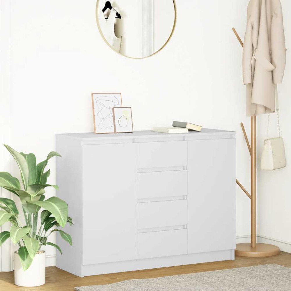 vidaXL Skänk med lådor vit 100,5x35x76 cm konstruerat trä