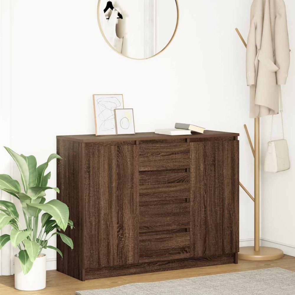 vidaXL Skänk med lådor brun ek 100,5x35x76 cm konstruerat trä
