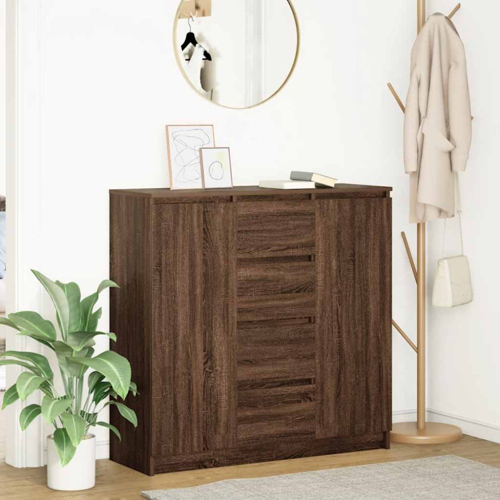 vidaXL Skänk med lådor brun ek 100,5x35x98,5 cm konstruerat trä