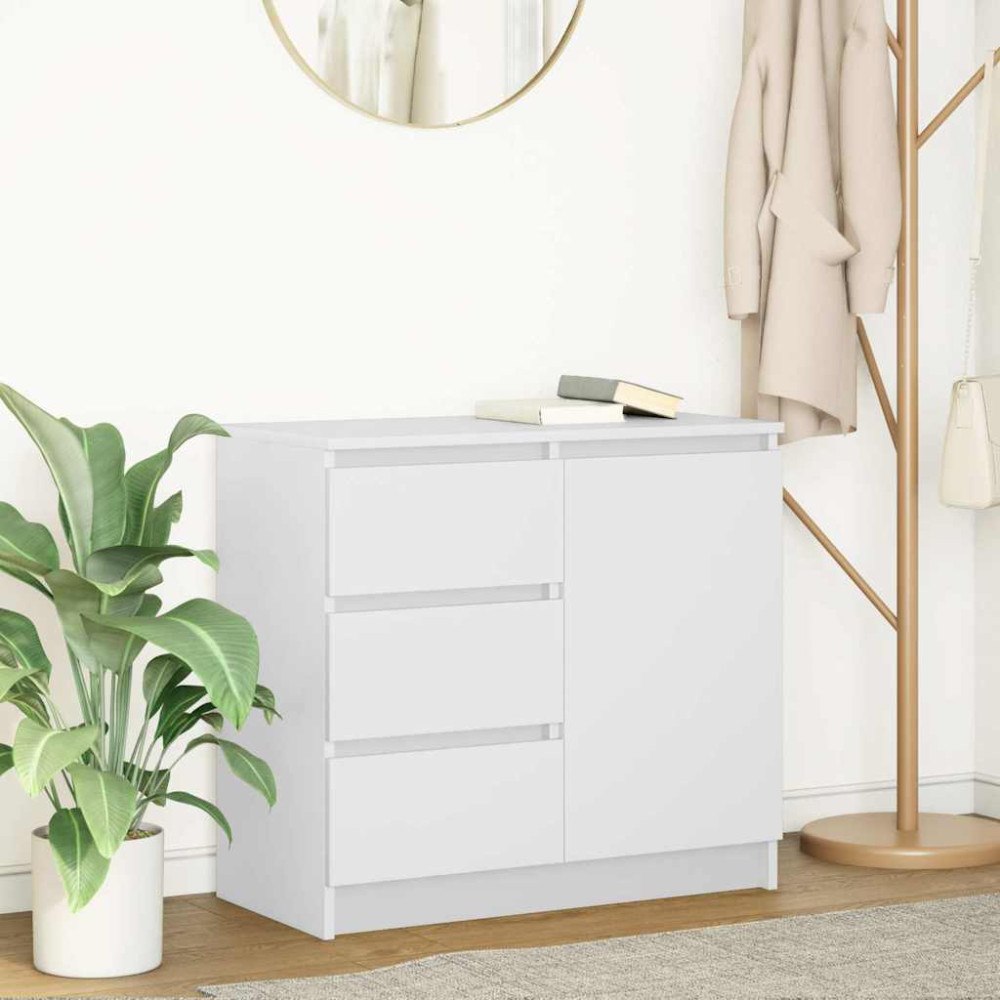 vidaXL Skänk med låda vit 71x35x65 cm konstruerat trä
