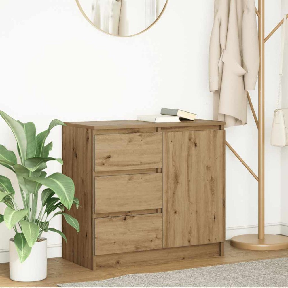 vidaXL Skänk med låda Artisan ek 71x35x65 cm konstruerat trä