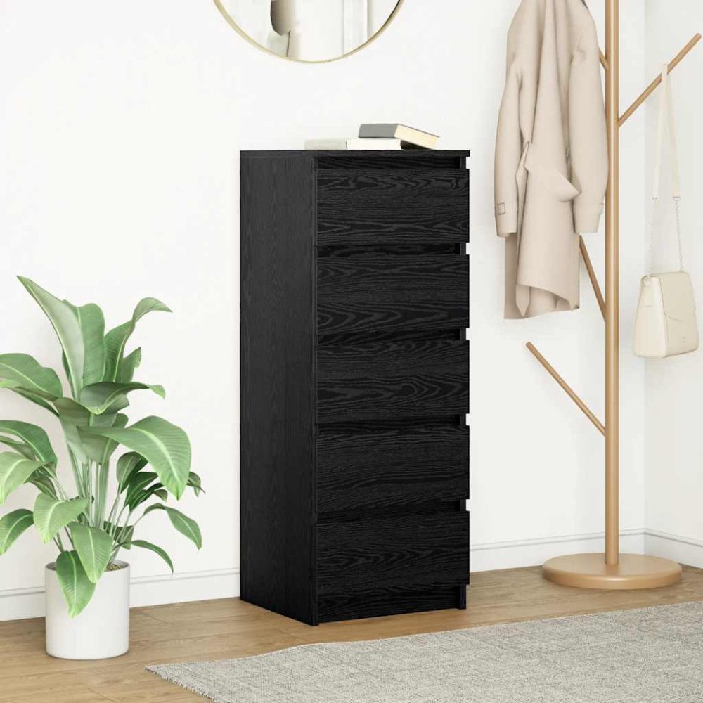 vidaXL Skänk med lådor svart ek 37,5x35x99 cm konstruerat trä