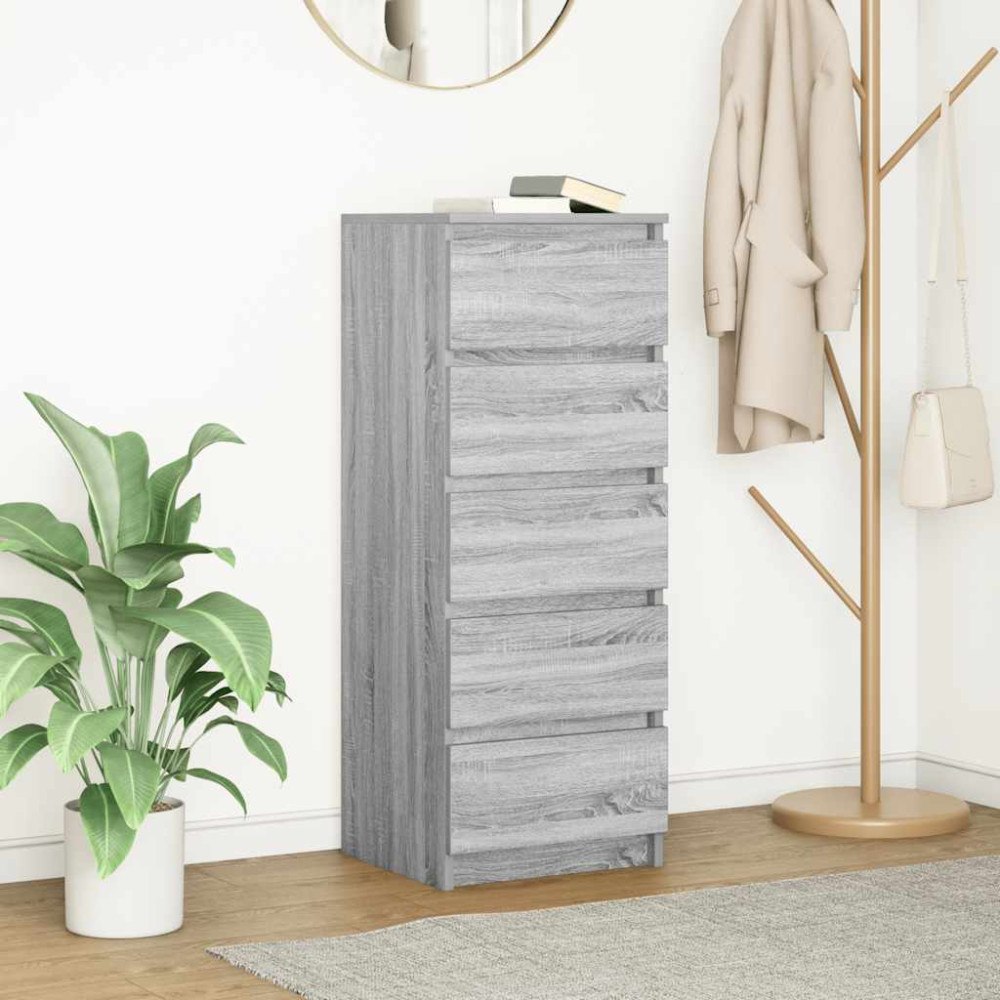 vidaXL Skänk med lådor grå sonoma 37,5x35x99 cm konstruerat trä