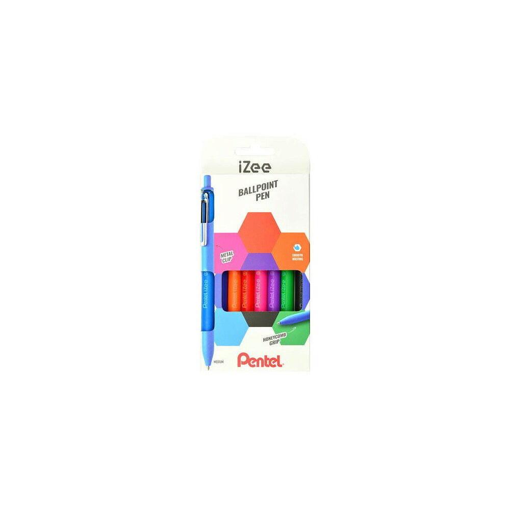 Pentel® Kulpenna PENTEL iZee 0,7 sort.färg 8/fp