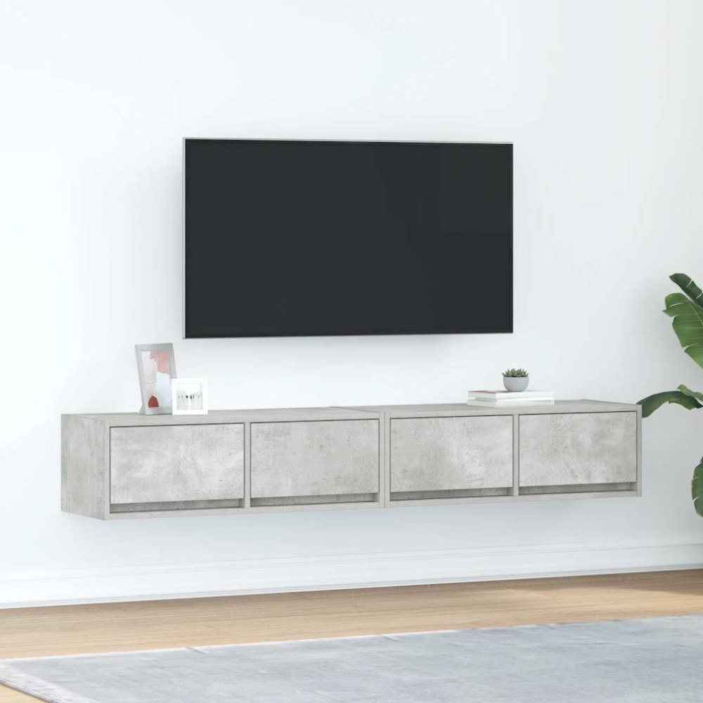 vidaXL TV-bänkar 2 st betonggrå 80x31x25,5 cm konstruerat trä