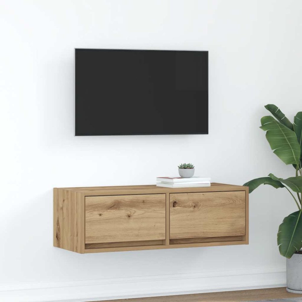 vidaXL TV-bänk hantverksmässig ek 80x31x25,5 cm konstruerat trä