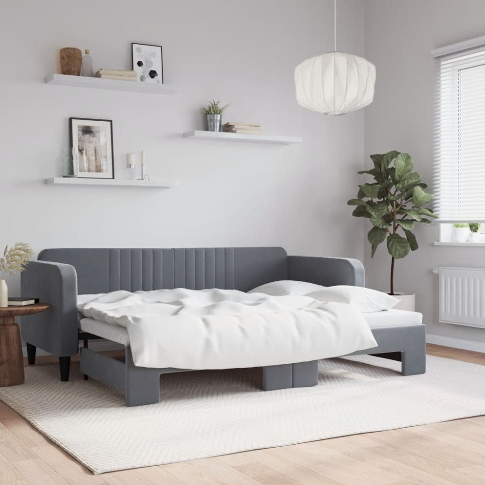 vidaXL Dagbädd utdragbar mörkgrå 80x200 cm sammet