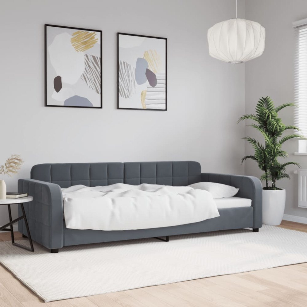 vidaXL Dagbädd mörkgrå 90x190 cm sammet