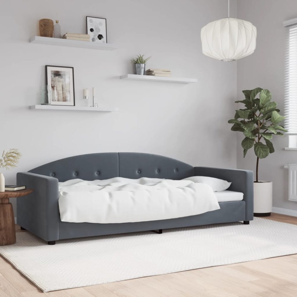 vidaXL Dagbädd mörkgrå 90x190 cm sammet
