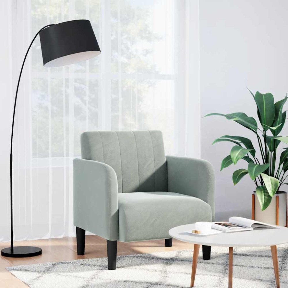 vidaXL Soffstol med armstöd ljusgrå 54 cm sammet