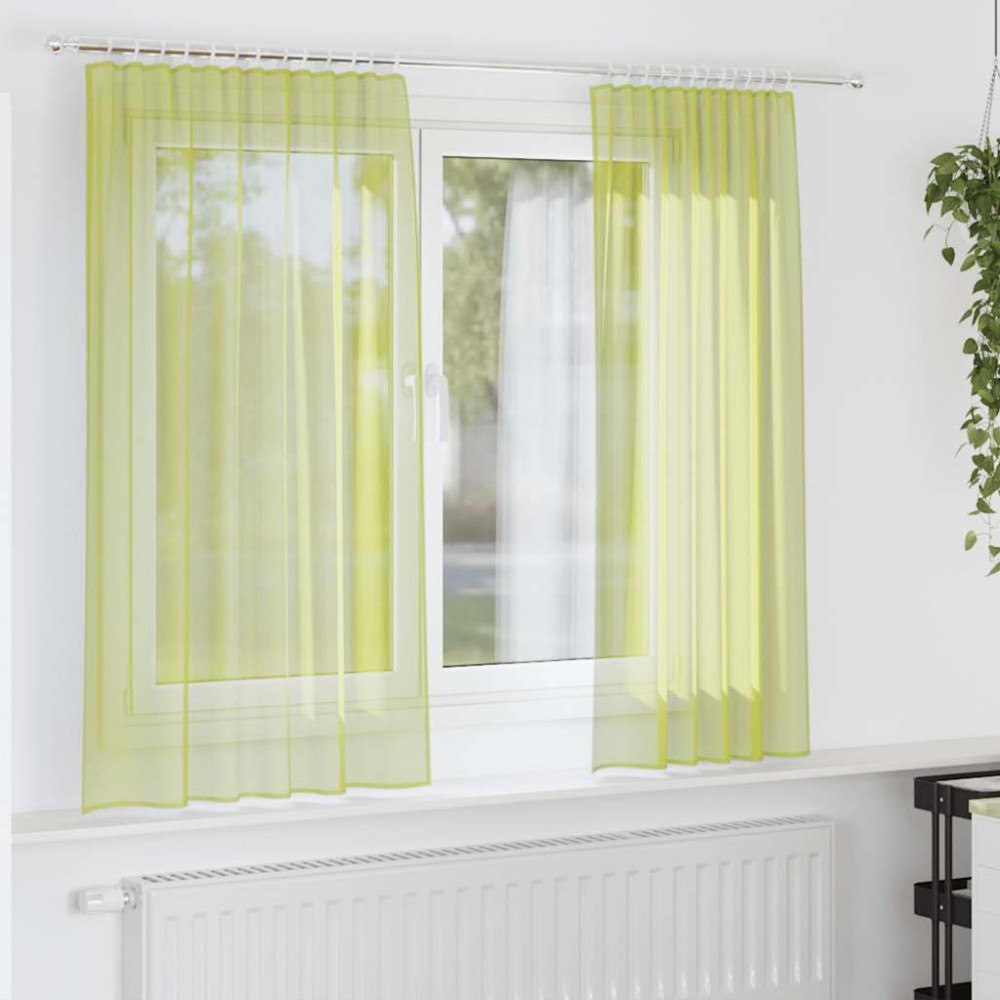 vidaXL Voile gardiner med fliktopp 2 st äppelgrön