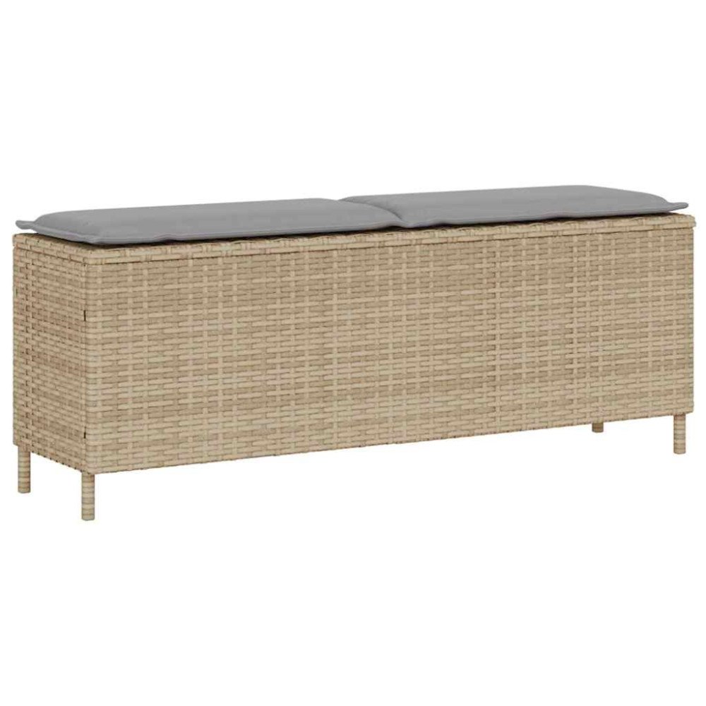 vidaXL Trädgårdsbänk med dyna beige 110x30x40,5 cm konstrotting