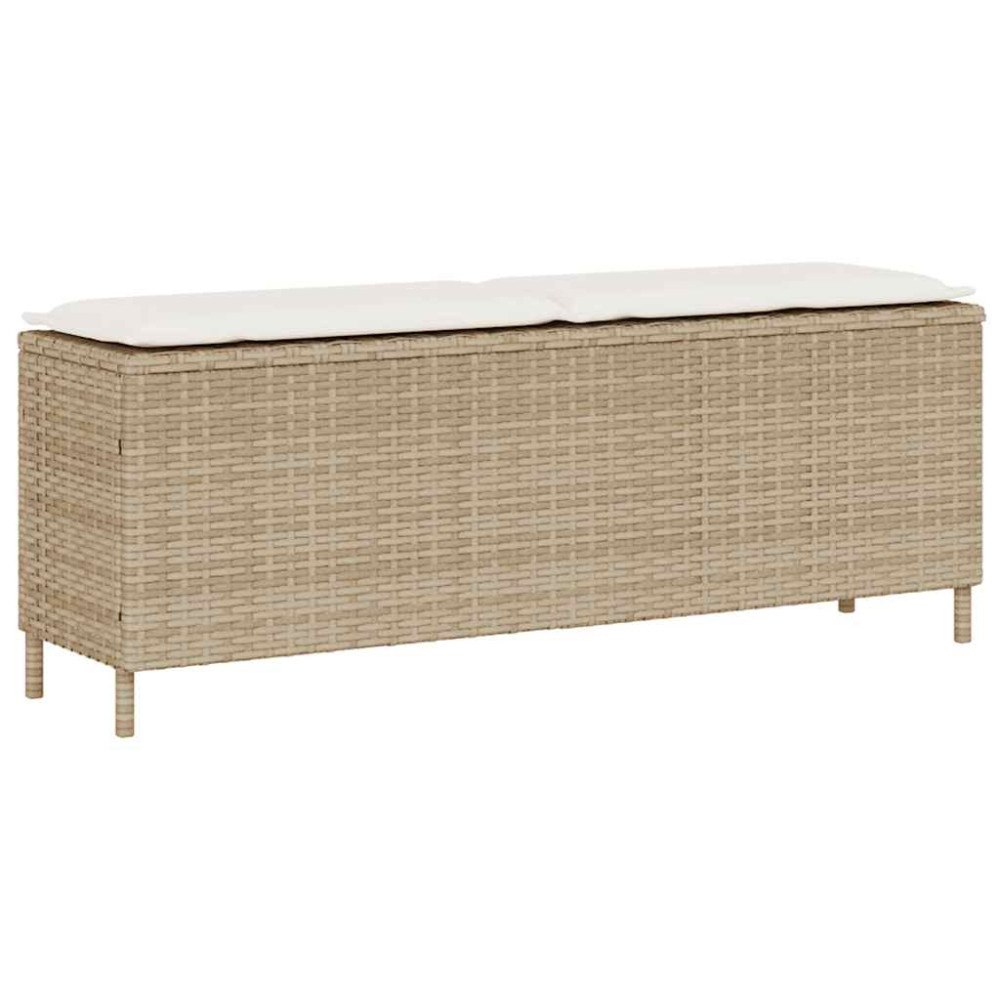vidaXL Trädgårdsbänk med dyna beige 110x30x40,5 cm konstrotting