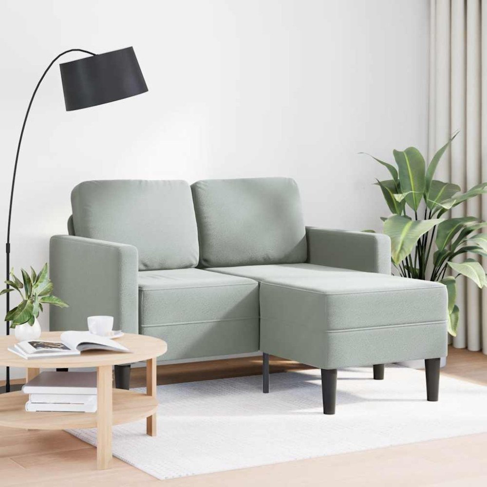 vidaXL 2-sitssoffa med schäslong L-formad ljusgrå 125 cm sammet