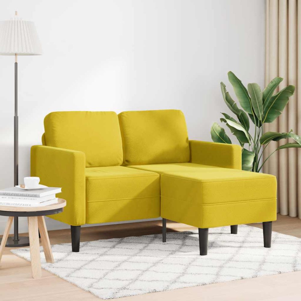 vidaXL 2-sitssoffa med schäslong L-formad gul 125 cm sammet