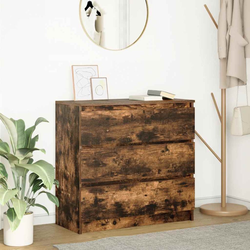 vidaXL Skänk rökt ek 80x35x76 cm konstruerat trä