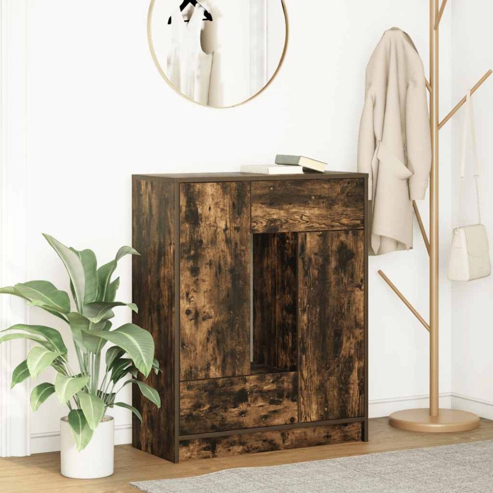 vidaXL Skänk med lådor och dörrar rökt ek 73x31x90 cm