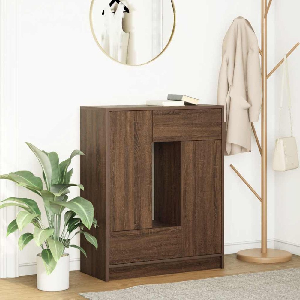 vidaXL Skänk med lådor och dörrar brun ek 73x31x90 cm
