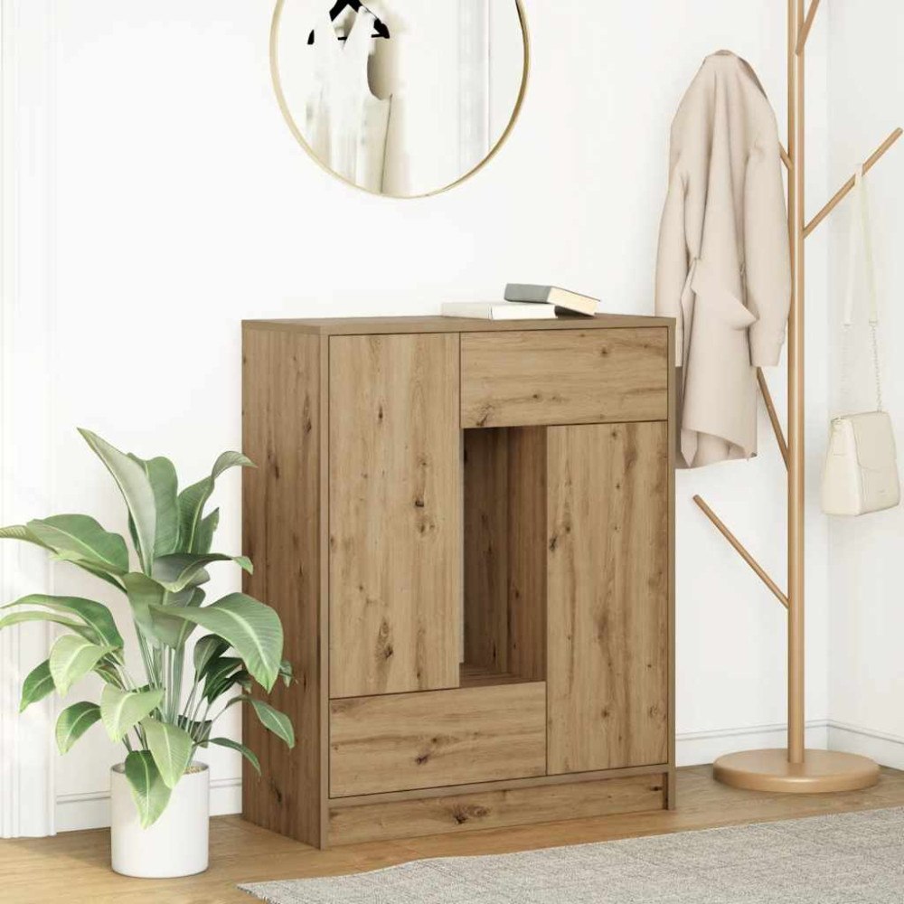 vidaXL Skänk med lådor och dörrar hantverksmässig ek 73x31x90 cm