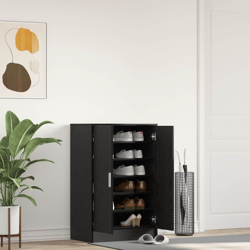 vidaXL Skoskåp svart ek 60x35x92 cm konstruerat trä