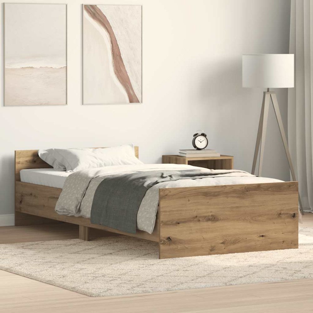 vidaXL Sängram utan madrass hantverksmässig ek 75x190 cm