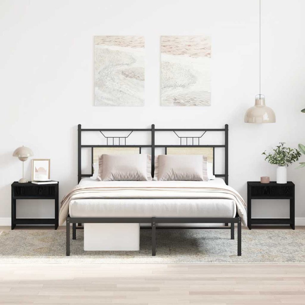 vidaXL Sängbord 2 st svart ek 40x30x40 cm konstruerat trä