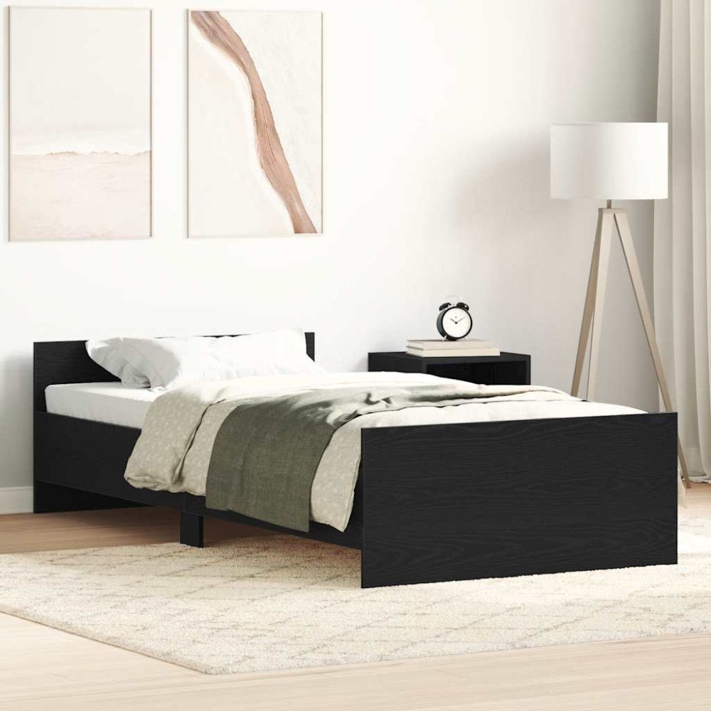 vidaXL Sängram utan madrass svart ek 100x200 cm konstruerat trä