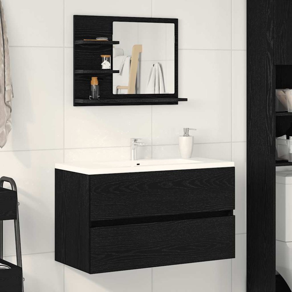 vidaXL Badrumsspegel svart ek 60x10,5x45 cm konstruerat trä