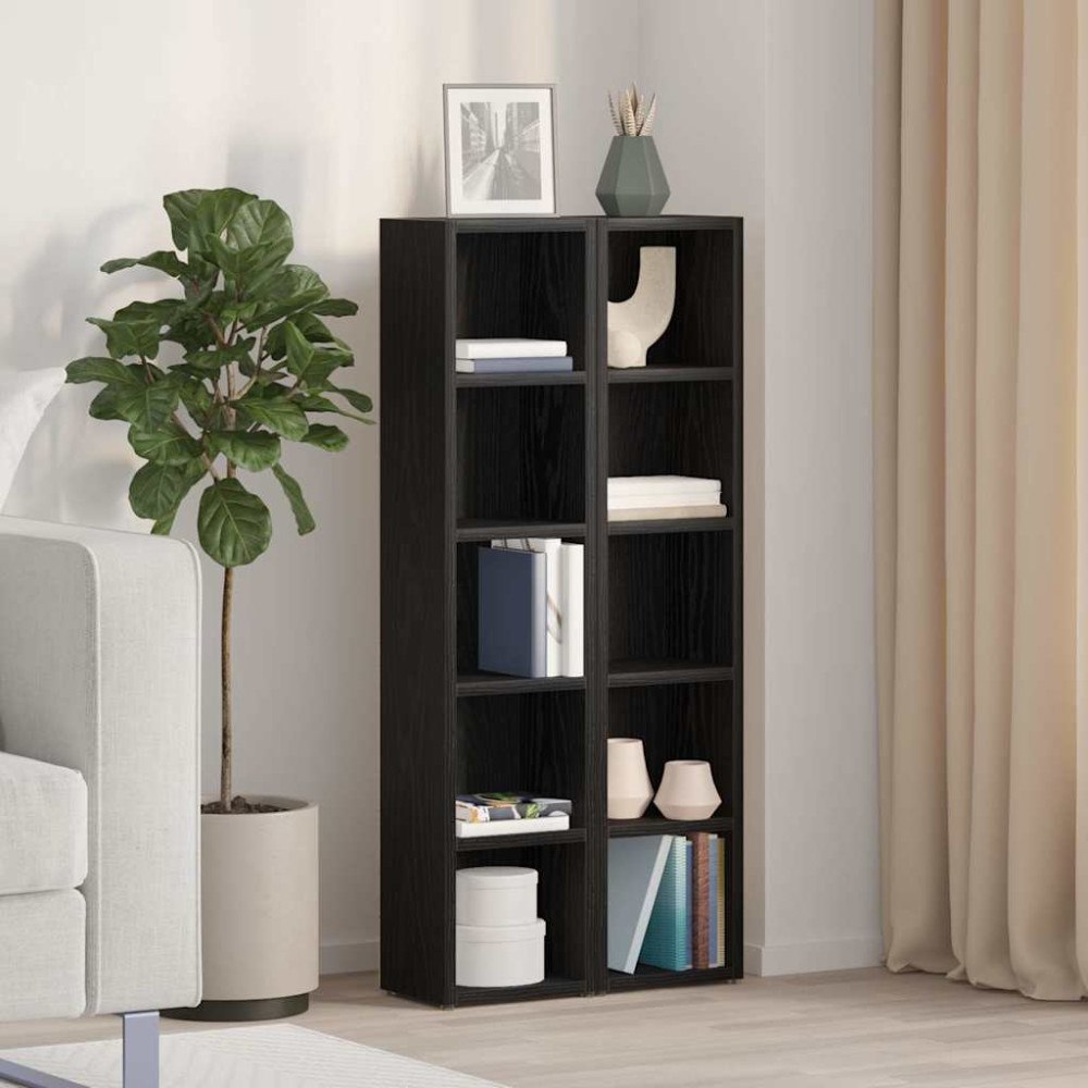 vidaXL CD-skåp 2 st, svart ek 21x16x93,5 cm konstruerat trä
