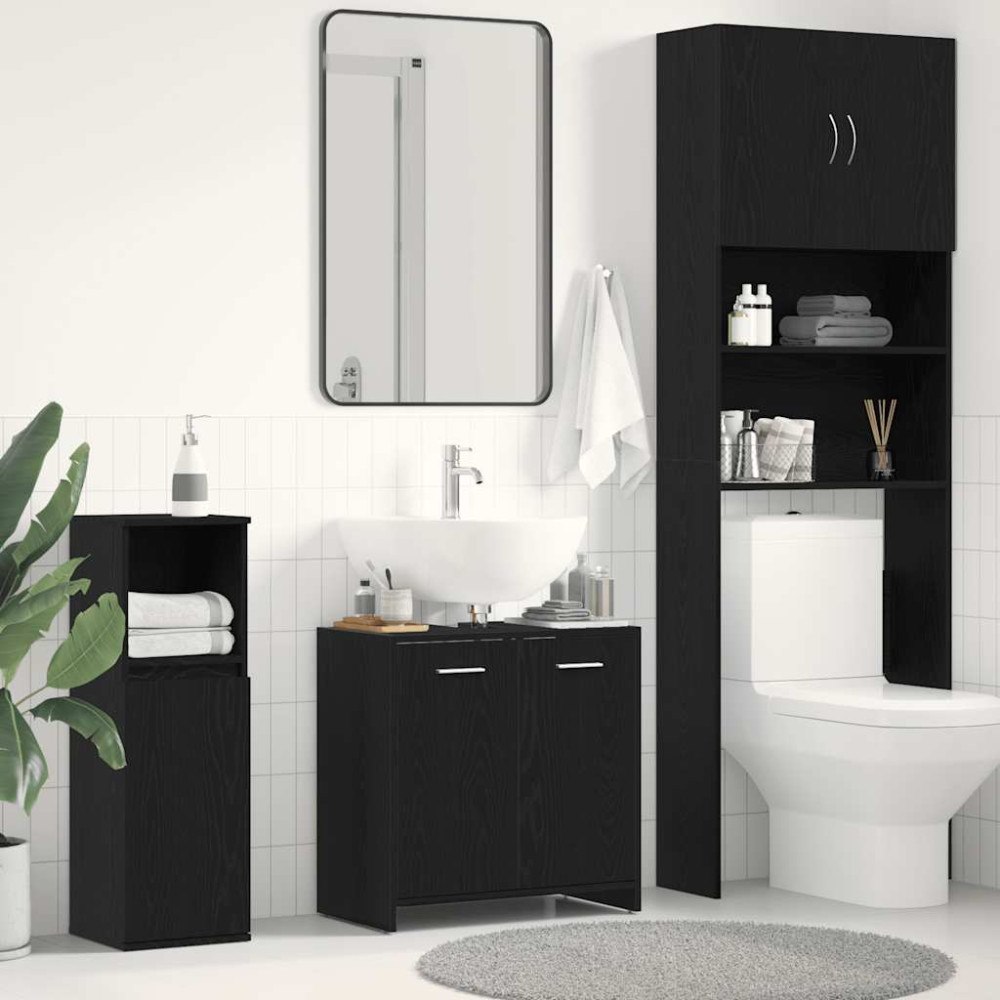 vidaXL Tvättställsskåp svart ek 60x33x60 cm konstruerat trä