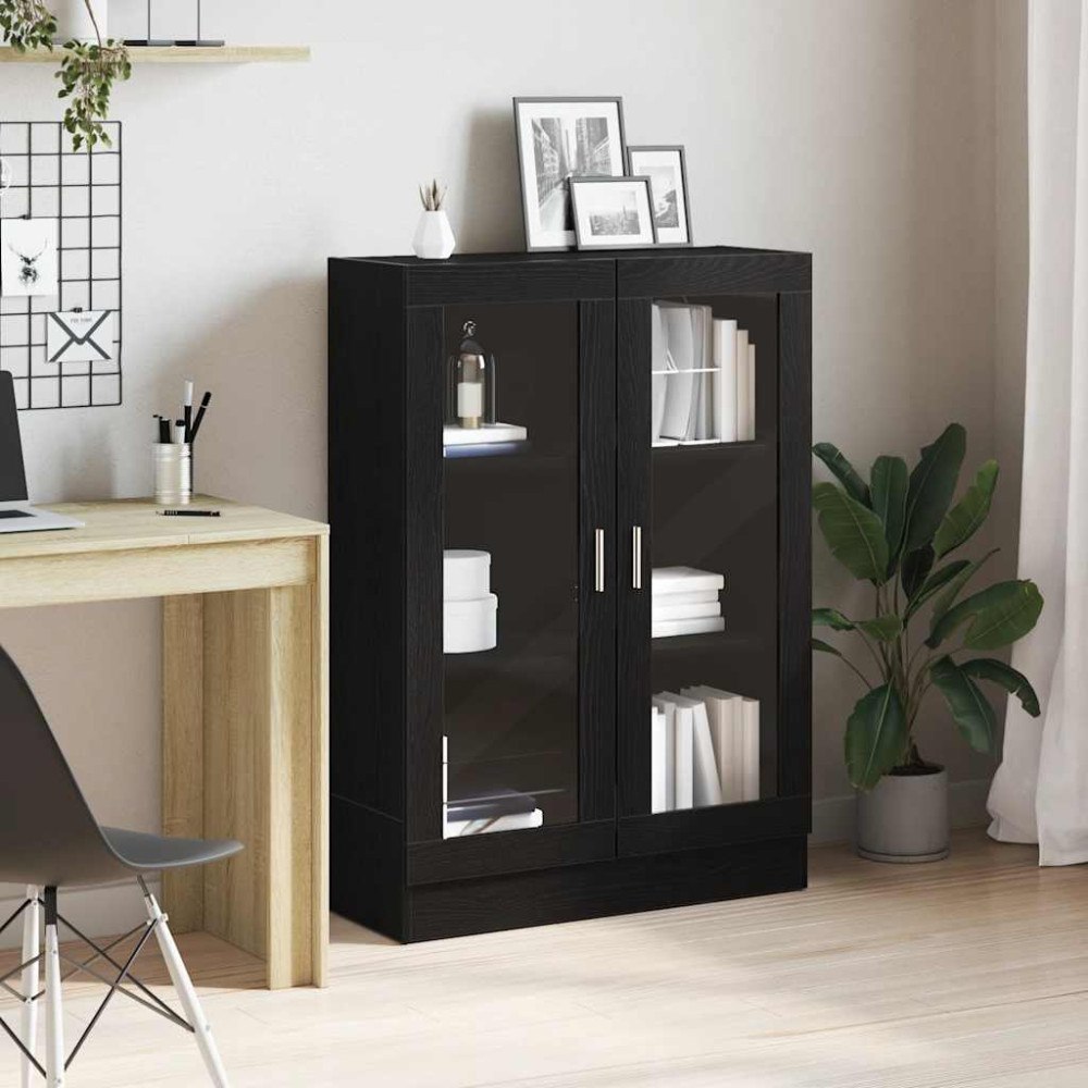 vidaXL Bokhylla svart ek 82,5x30,5x115 cm konstruerat trä