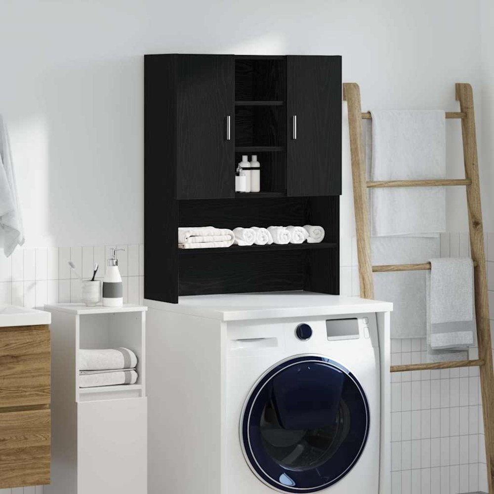 vidaXL Tvättmaskinsskåp svart ek 70,5x25,5x90 cm