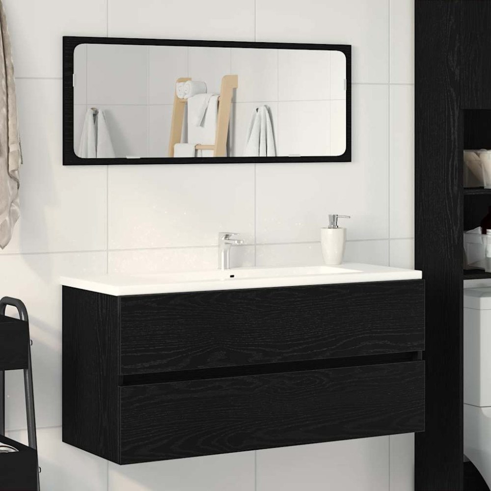 vidaXL Diskbänksskåp svart ek 100x38,5x45 cm konstruerat trä