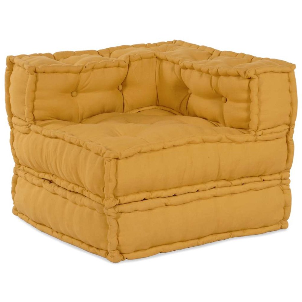 vidaXL Modulärt puff gul 70x70x54 tyg