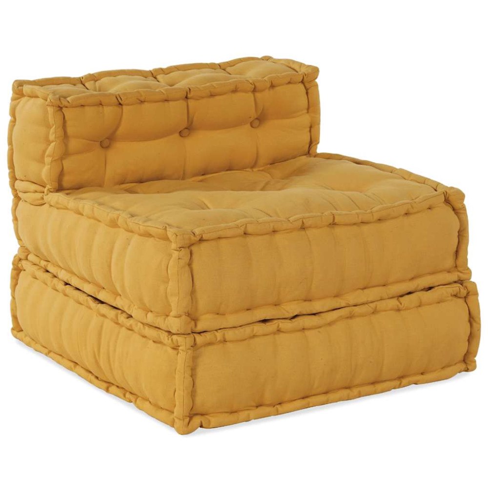 vidaXL Modulärt puff gul 70x70x54 tyg