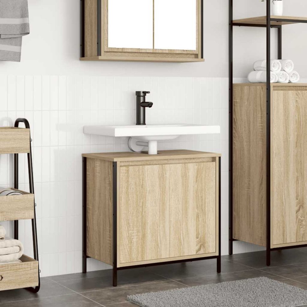 vidaXL Tvättställsskåp för badrum sonoma-ek 60x34,5x60 cm