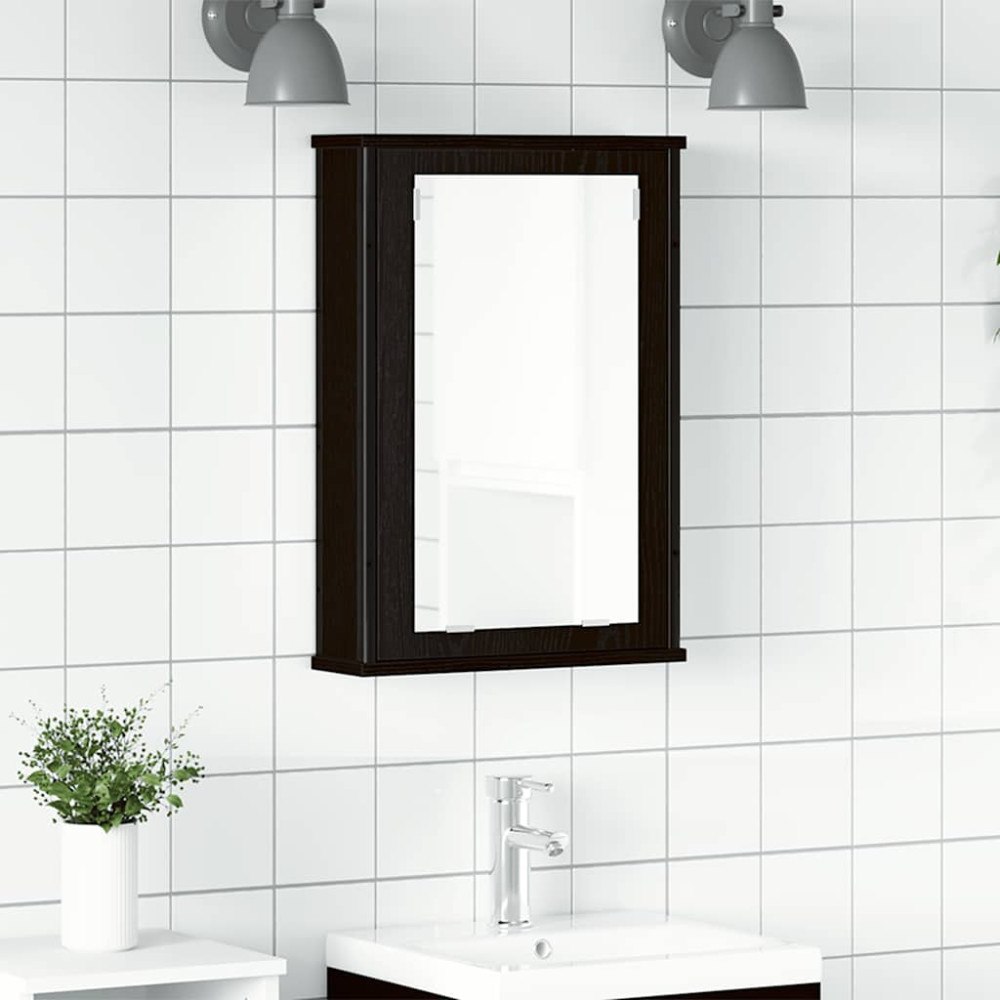 vidaXL Spegelskåp för badrum svart ek 42x12x60 cm konstruerat trä